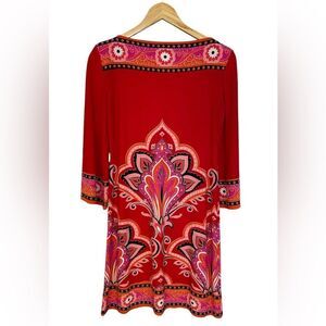 London Times Vibrant Retro Red Shift Dress. Size 4